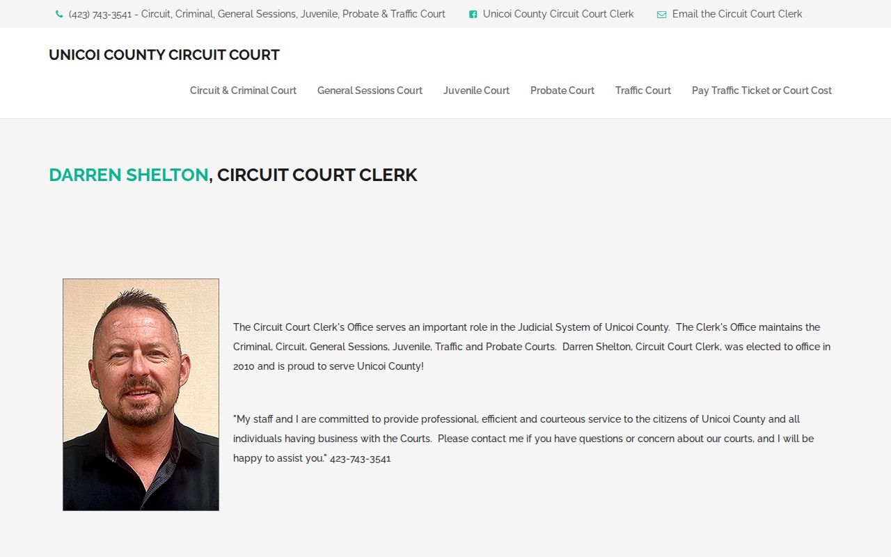 Unicoi County court docket clerk contact and hours