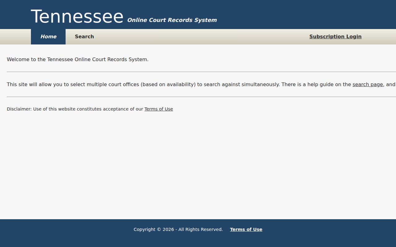 Unicoi County court docket access through Tennessee Online Court Records